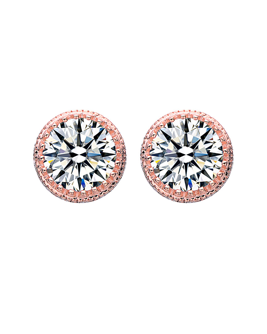 Genevive 18k Rose Gold Vermeil Cz Studs