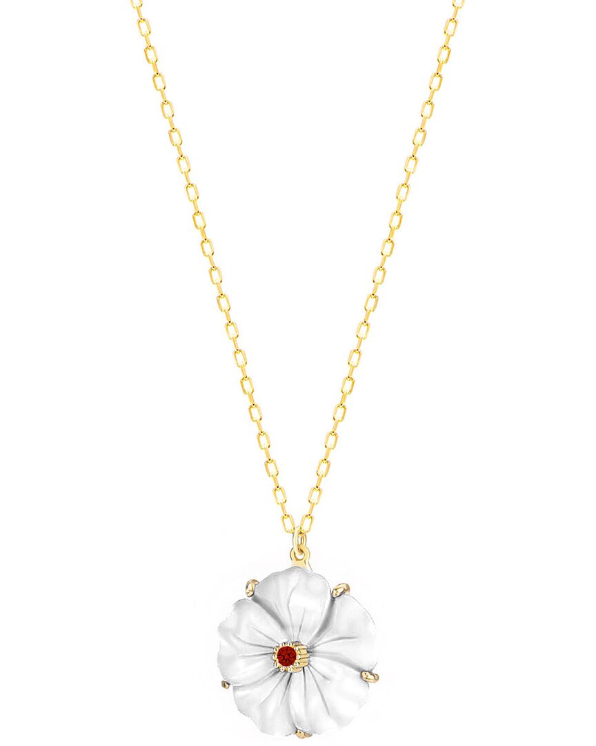 Shop Gabi Rielle 14k Over Silver Pearl Cz Gardenia Blossom Necklace