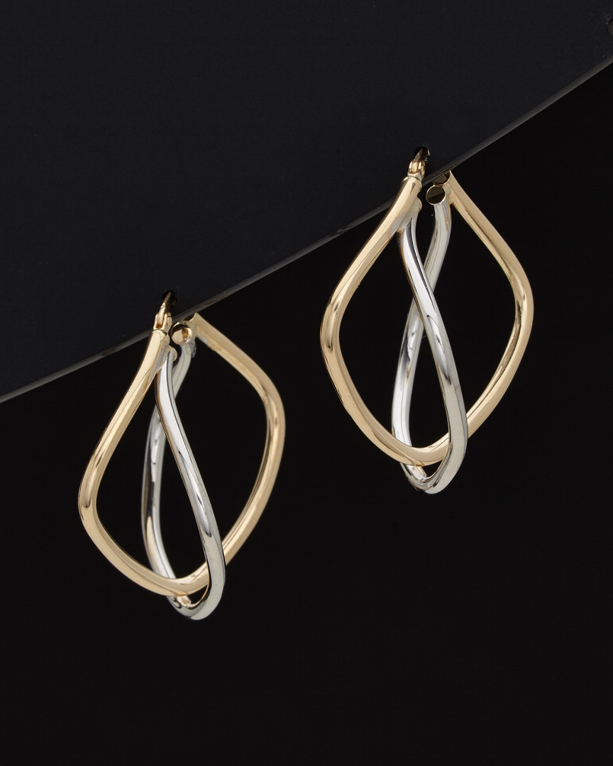 ITALIAN GOLD 14K ITALIAN GOLD TWO-TONE HOOPS