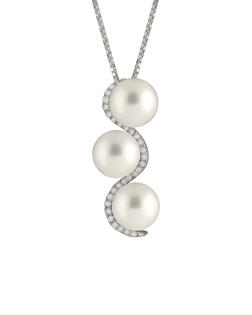 Splendid Pearls Rhodium Plated Silver 8-8.5mm Freshwater Pearl Necklace