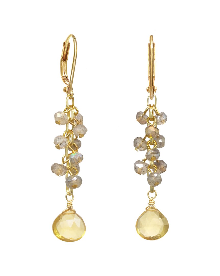 Rachel Reinhardt Gold Over Silver Gemstone Cluster Earrings