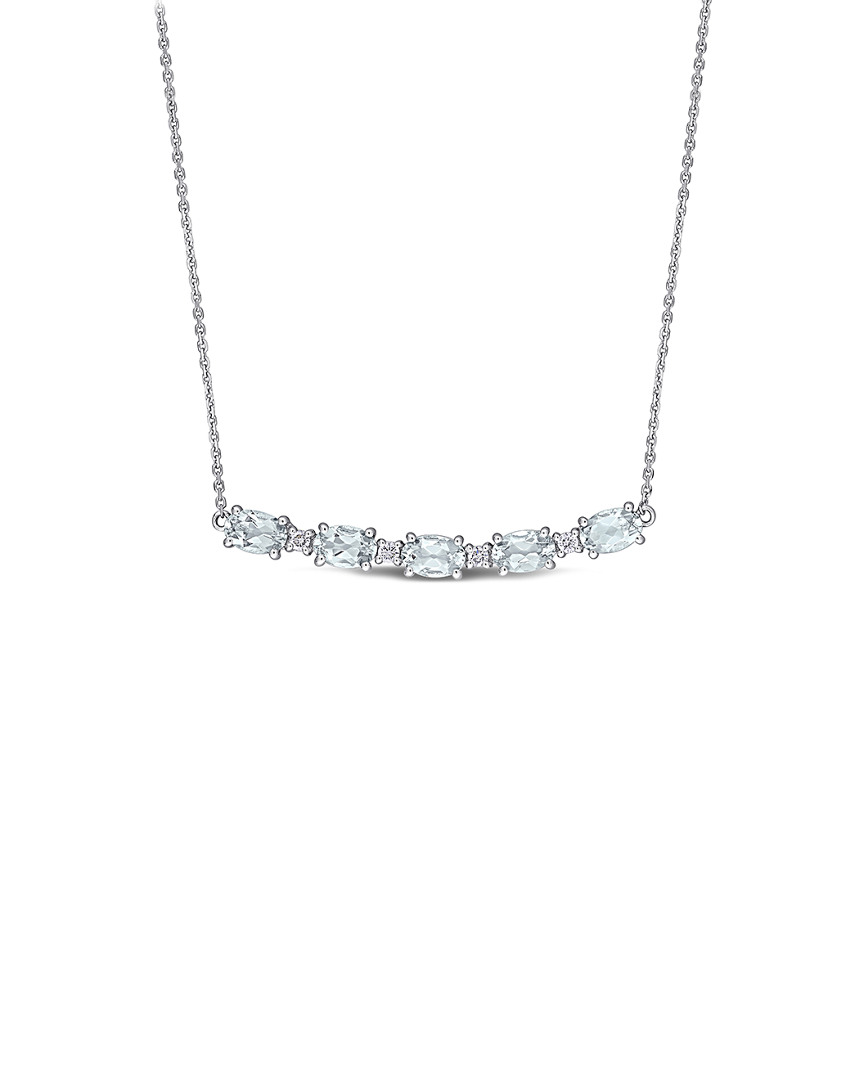 Rina Limor 14k 2.14 Ct. Tw. Diamond & Aquamarine Necklace