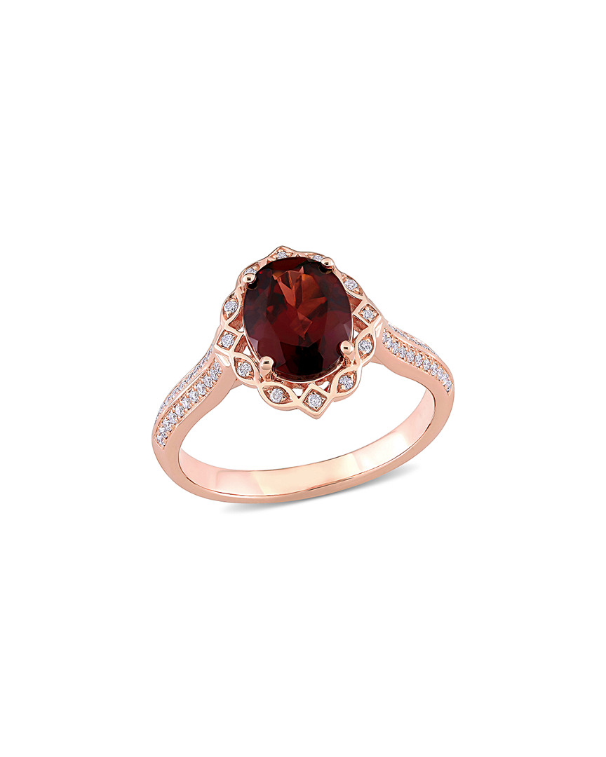 Rina Limor 14k Rose Gold 2.17 Ct. Tw. Diamond & Garnet Halo Ring