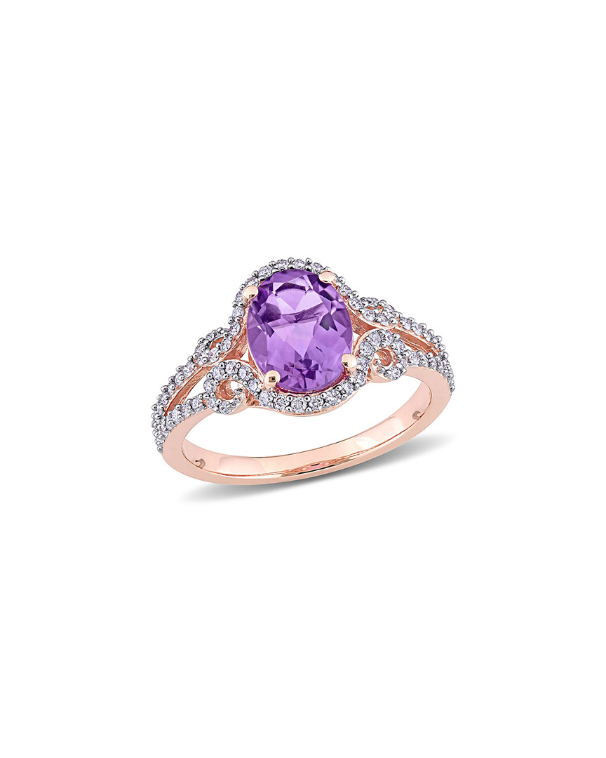 Rina Limor 14k Rose Gold 2.33 Ct. Tw. Diamond & Amethyst Ring