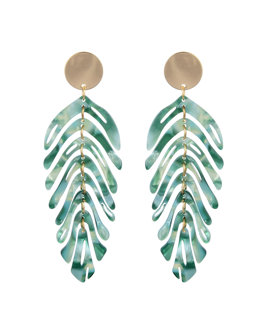 Eye Candy La Luxe Collection Resin Green Leaf Drop Earrings