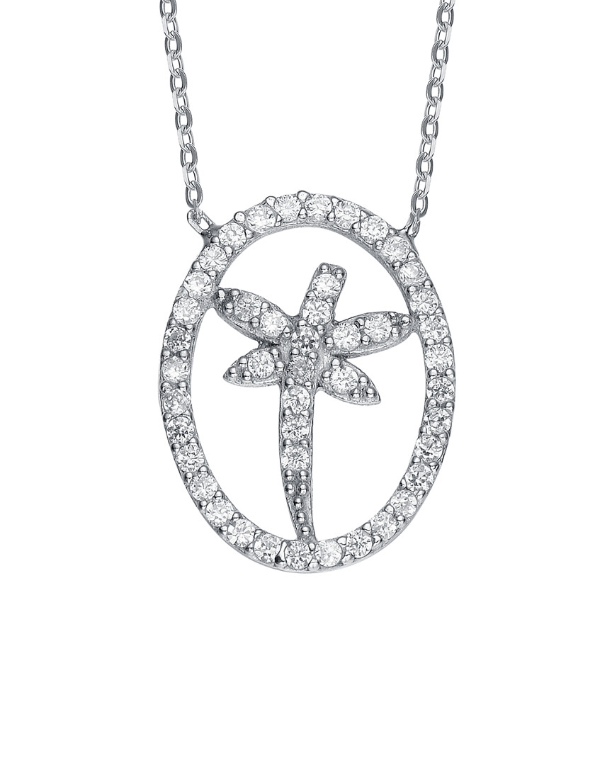 Genevive Silver Cz Dragonfly Necklace