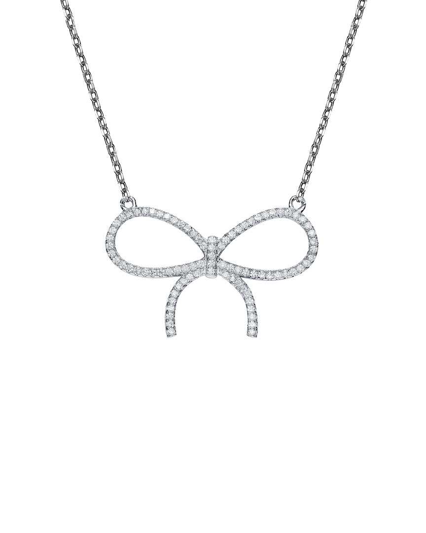 Genevive Silver Cz Bow Necklace