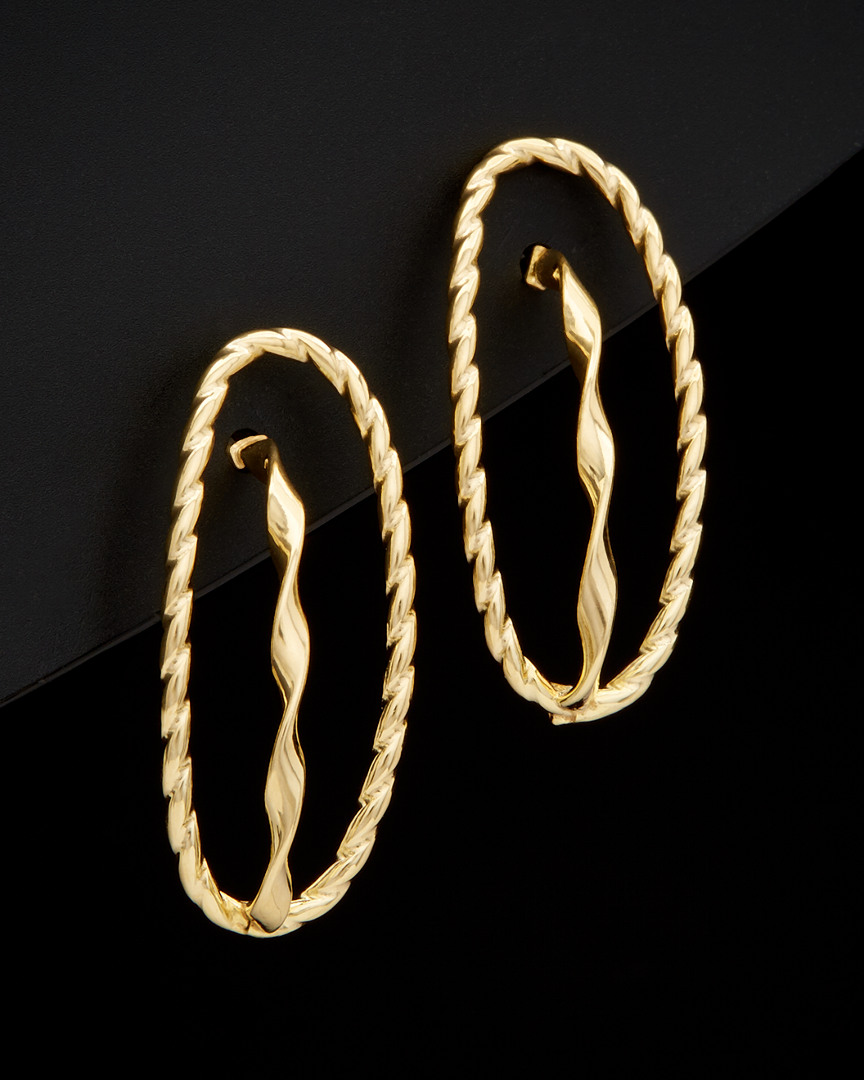 Italian Gold Fancy Twisted Oval Drop Earrings