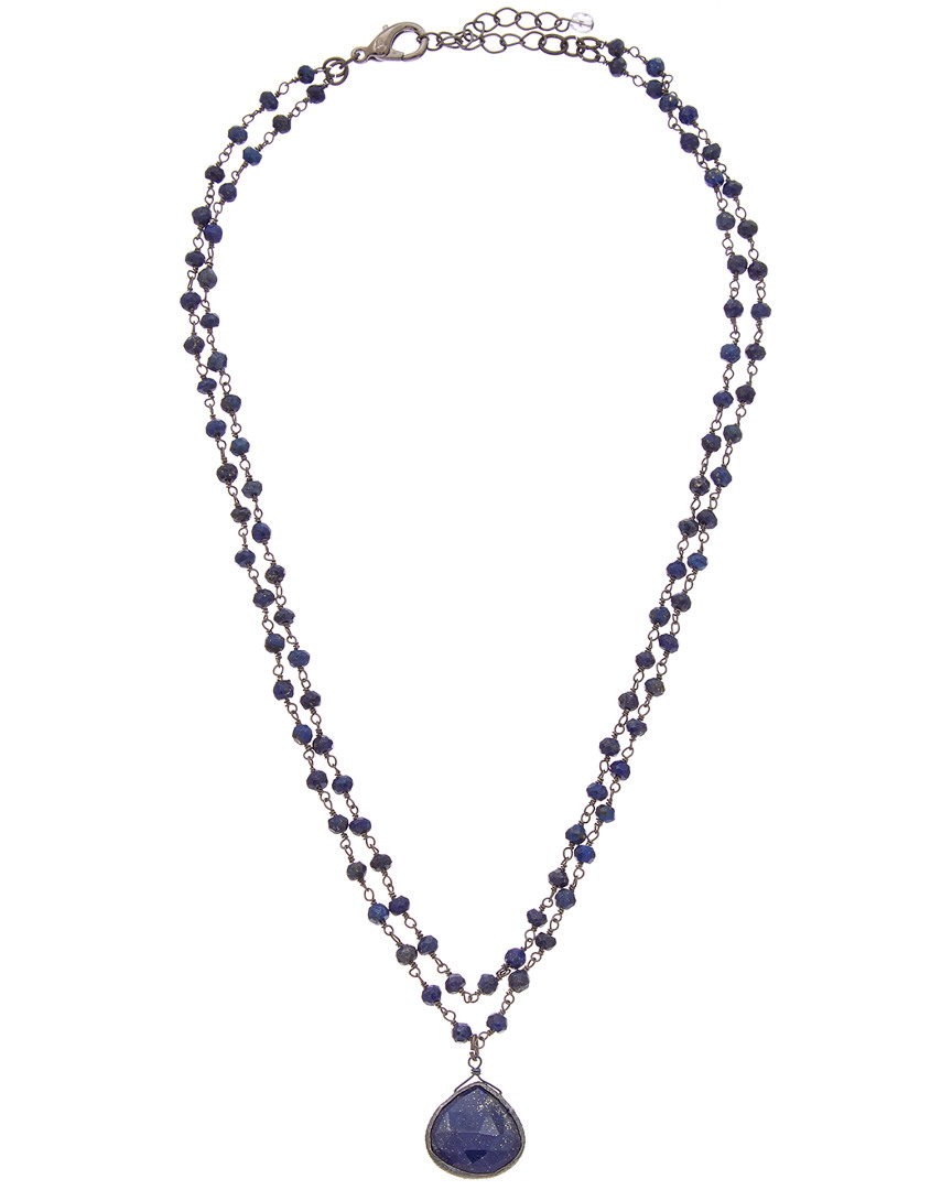 Rachel Reinhardt Plated Silver Blue Lapis Necklace