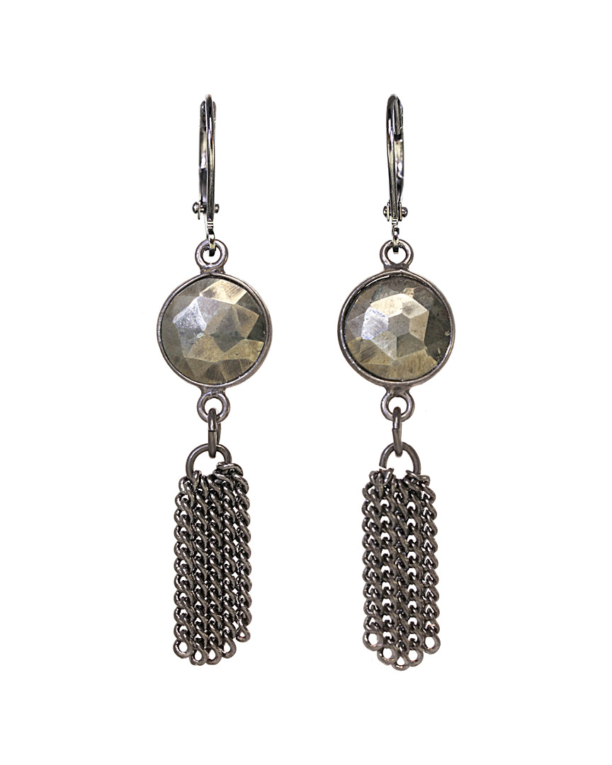 Rachel Reinhardt Plated Silver Pyrite Drop Earrings
