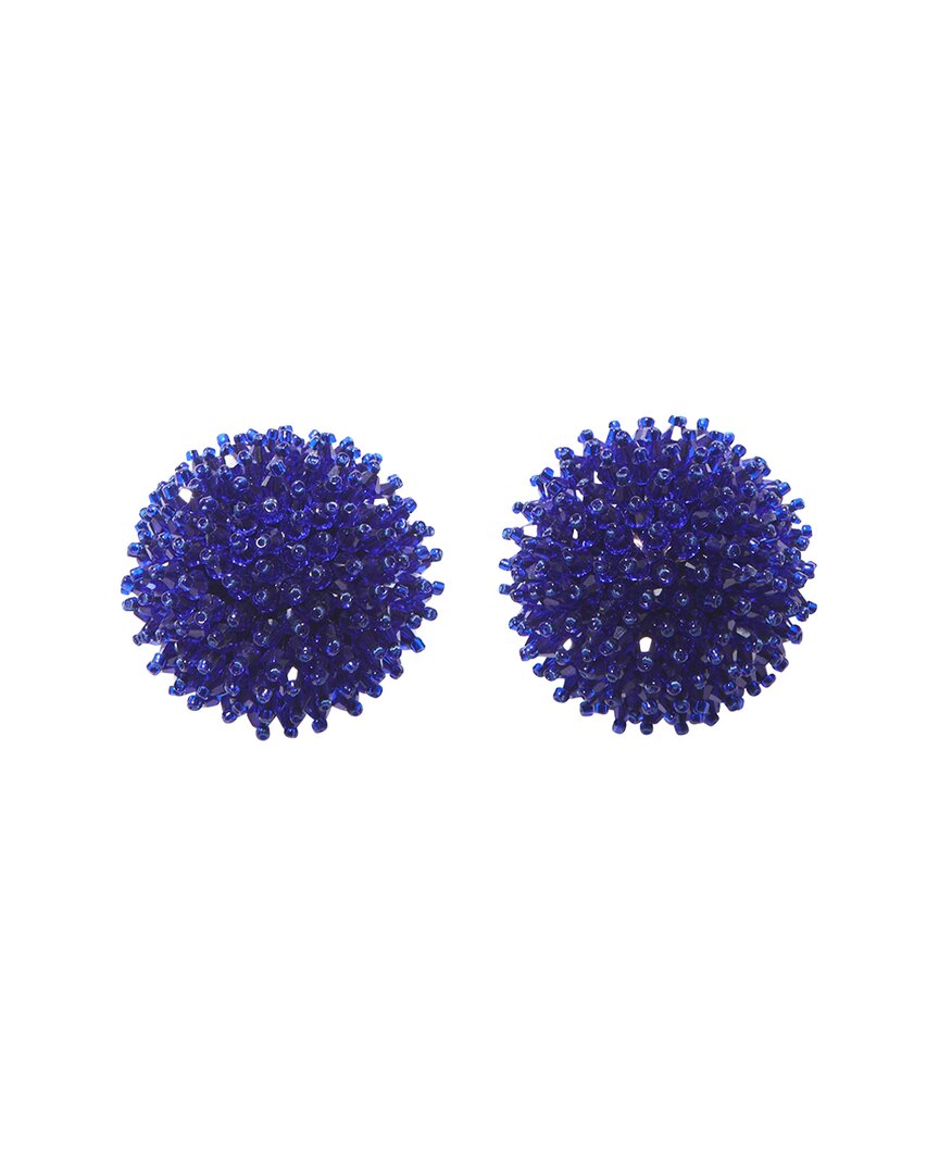 Carolina Herrera Cz Beaded Ball Dome Earrings In Blue