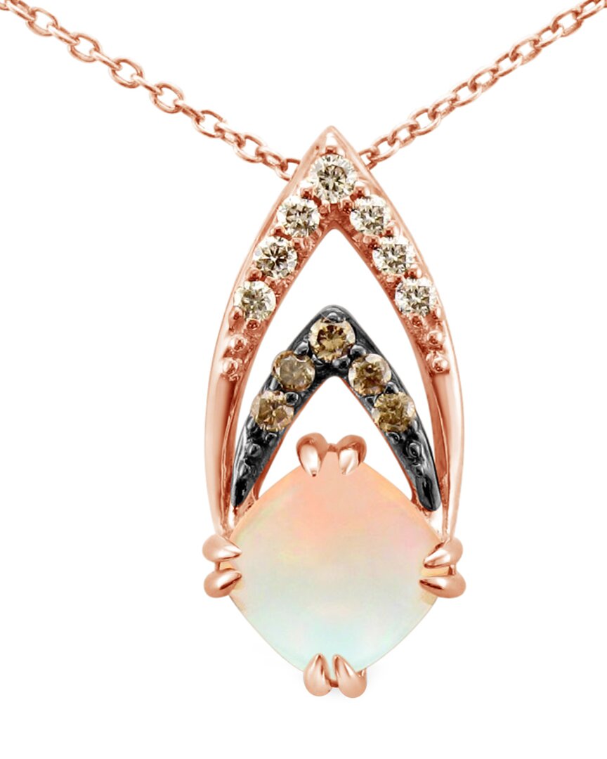 Le Vian 14k Rose Gold 0.85 Ct. Tw. Diamond & Opal Pendant Necklace
