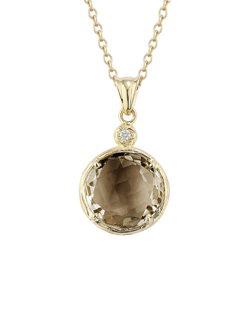I. Reiss 14k 2.77 Ct. Tw. Diamond & Smokey Topaz Color Pendant