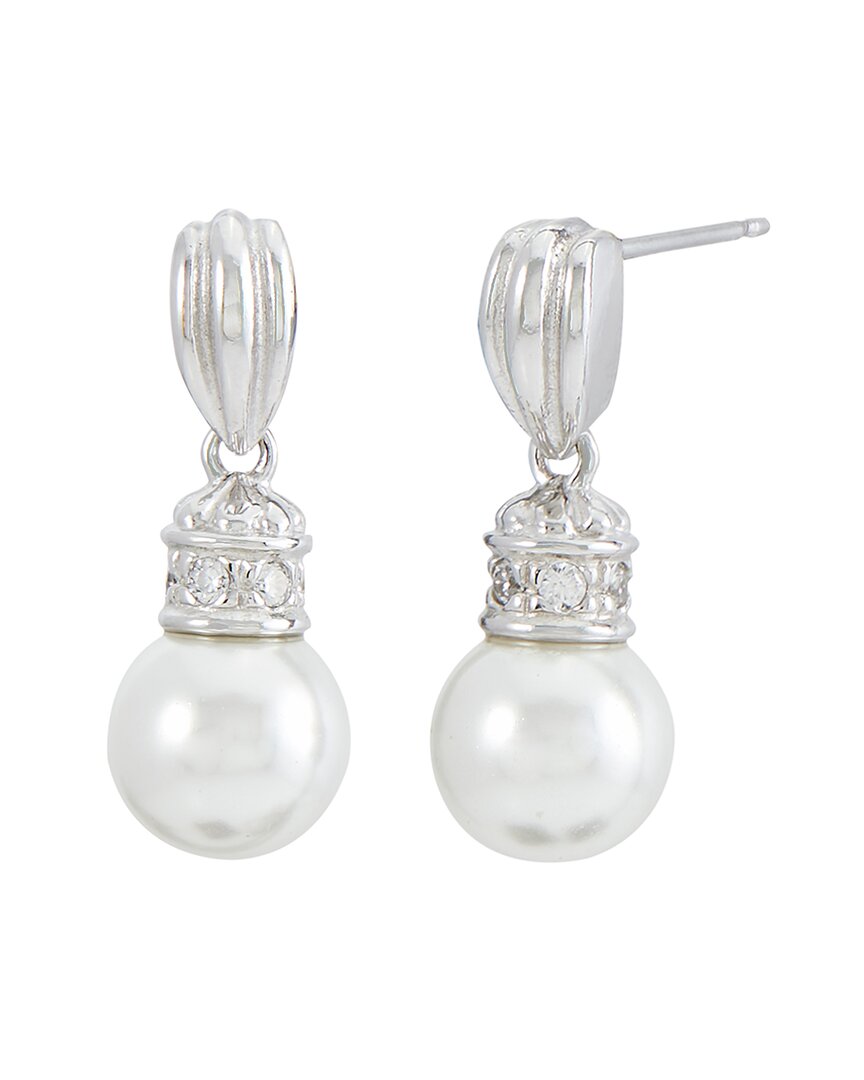 Savvy Cie Silver Pearl Drop Earrings