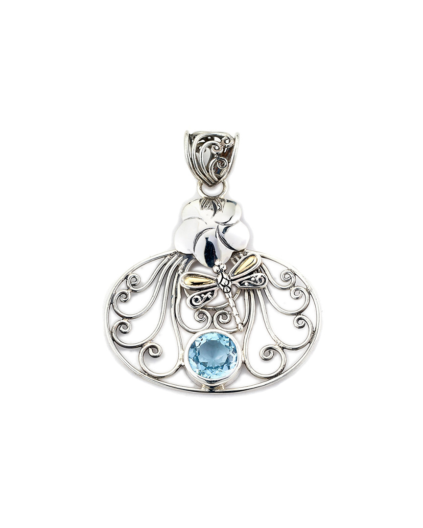 Samuel B. Jewelry 18k & Silver 2.50 Ct. Tw. Blue Topaz Dragonfly Pendant