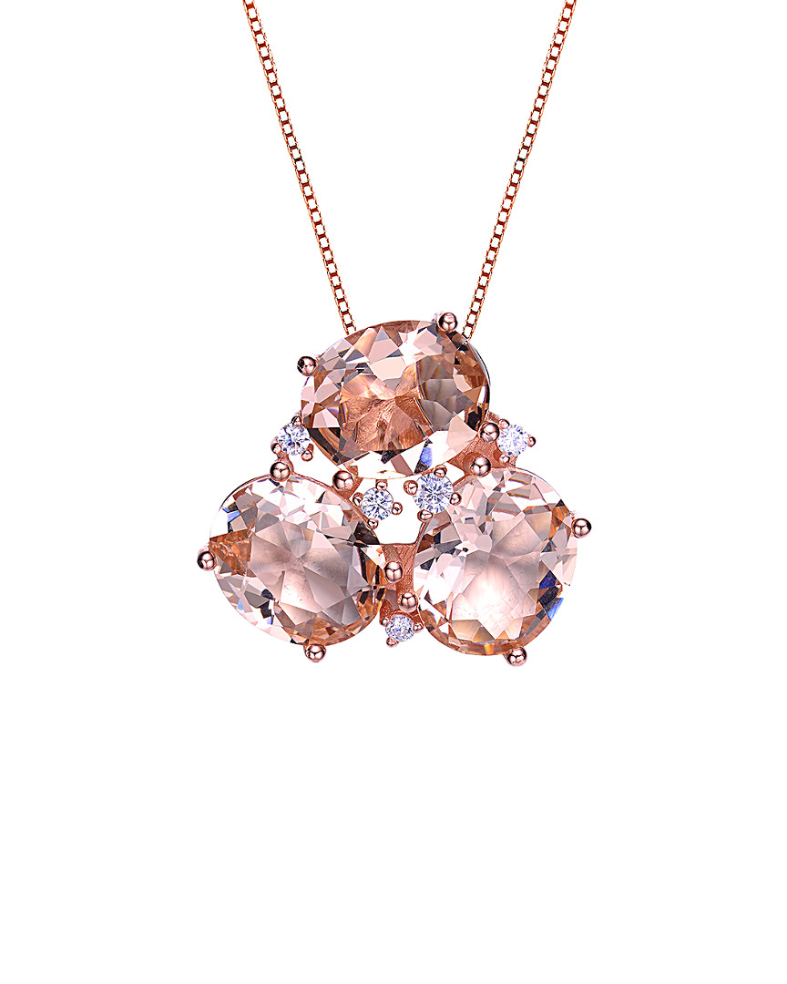 Genevive 14k Rose Gold Vermeil Cz Necklace In Pink