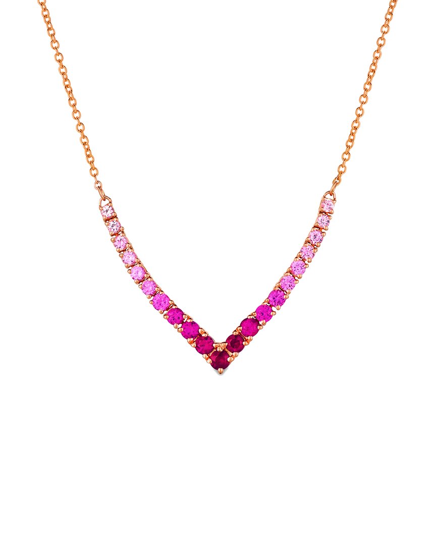 Le Vian ® Strawberry Ombré® 14k Rose Gold 1.00 Ct. Tw. Ruby Pink Sapphire O V-shape Necklace In Gold
