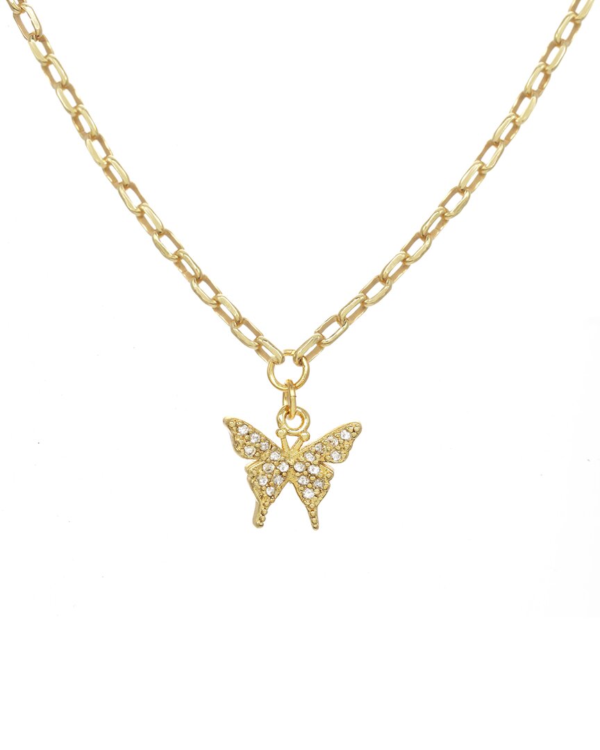 Rachel Reinhardt 14k Over Silver Cz Butterfly Pendant Necklace