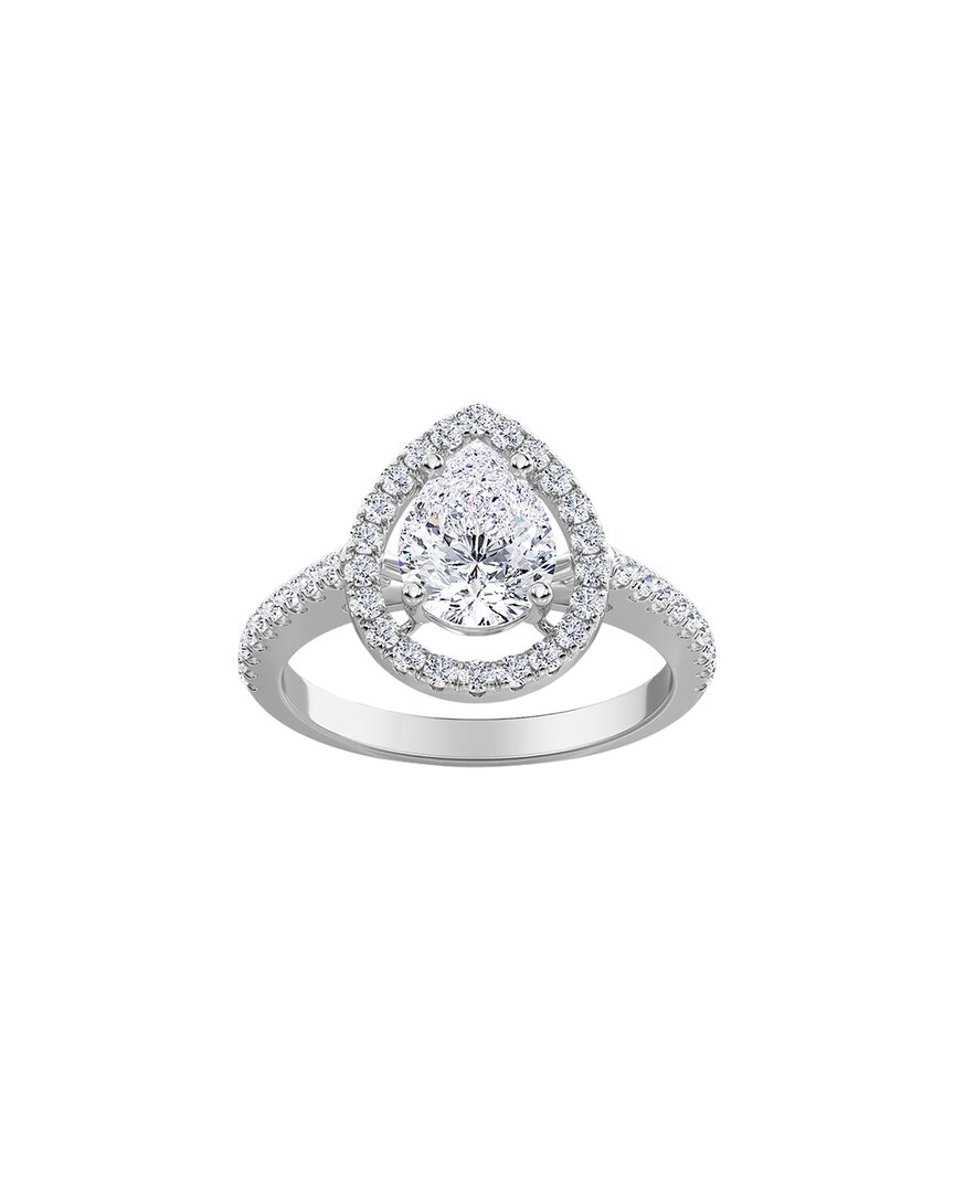 Diana M. Fine Jewelry 14k 1.92 Ct. Tw. Diamond Halo Half-eternity Ring In Metallic