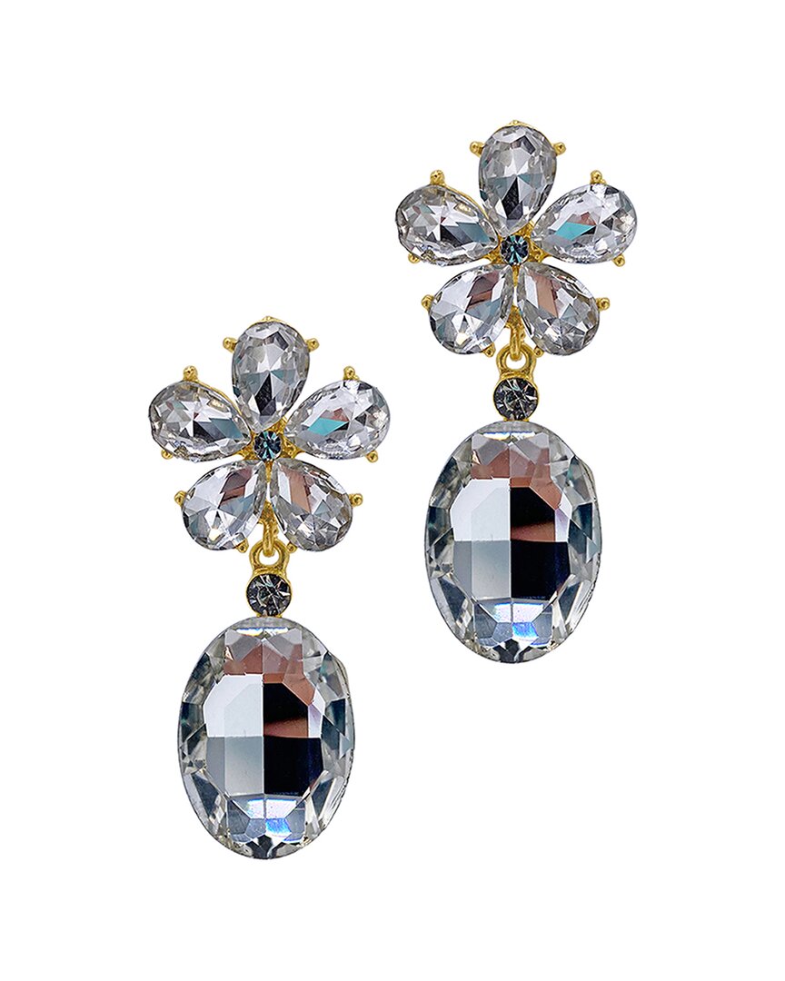 Adornia 14k Plated Crystal Petal Drop Earrings