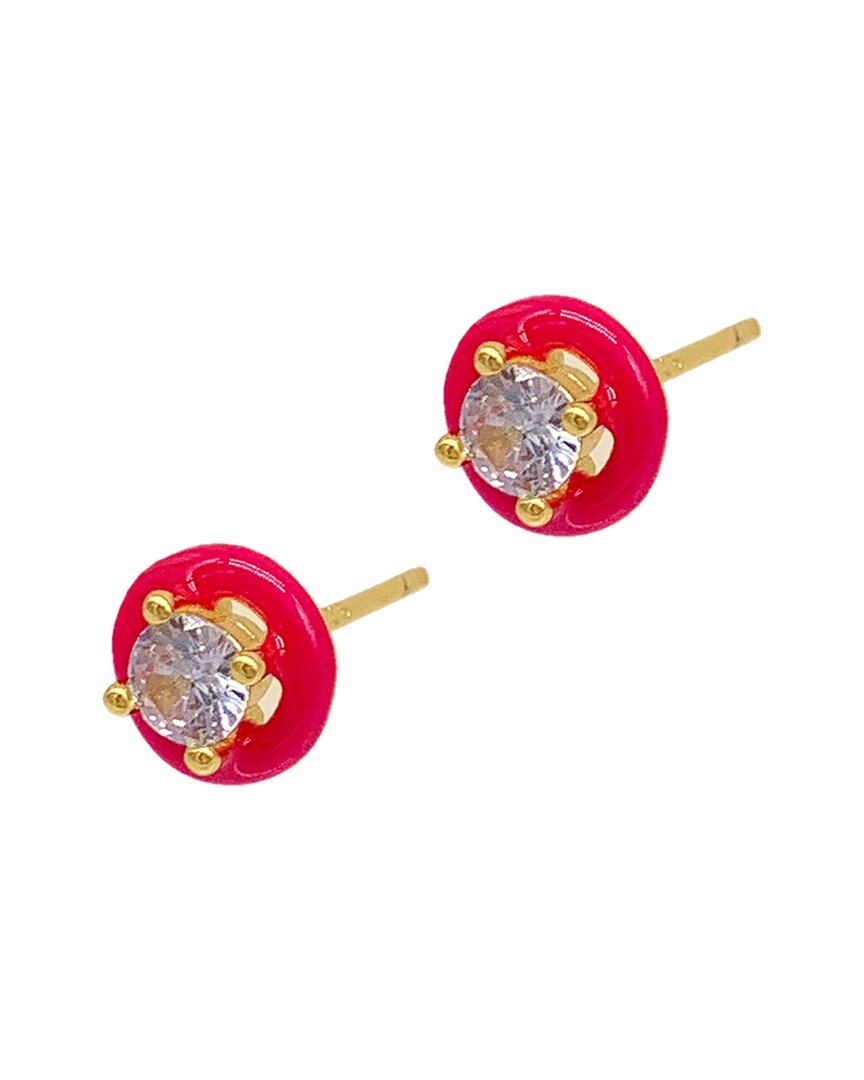 Shop Adornia 14k Plated Halo Studs In Gold