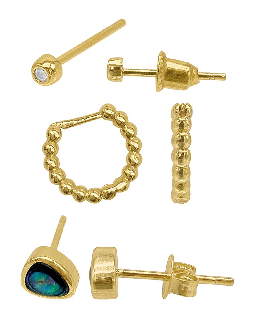 Adornia 14k Plated Set Of 3 Hoops & Studs In Gold