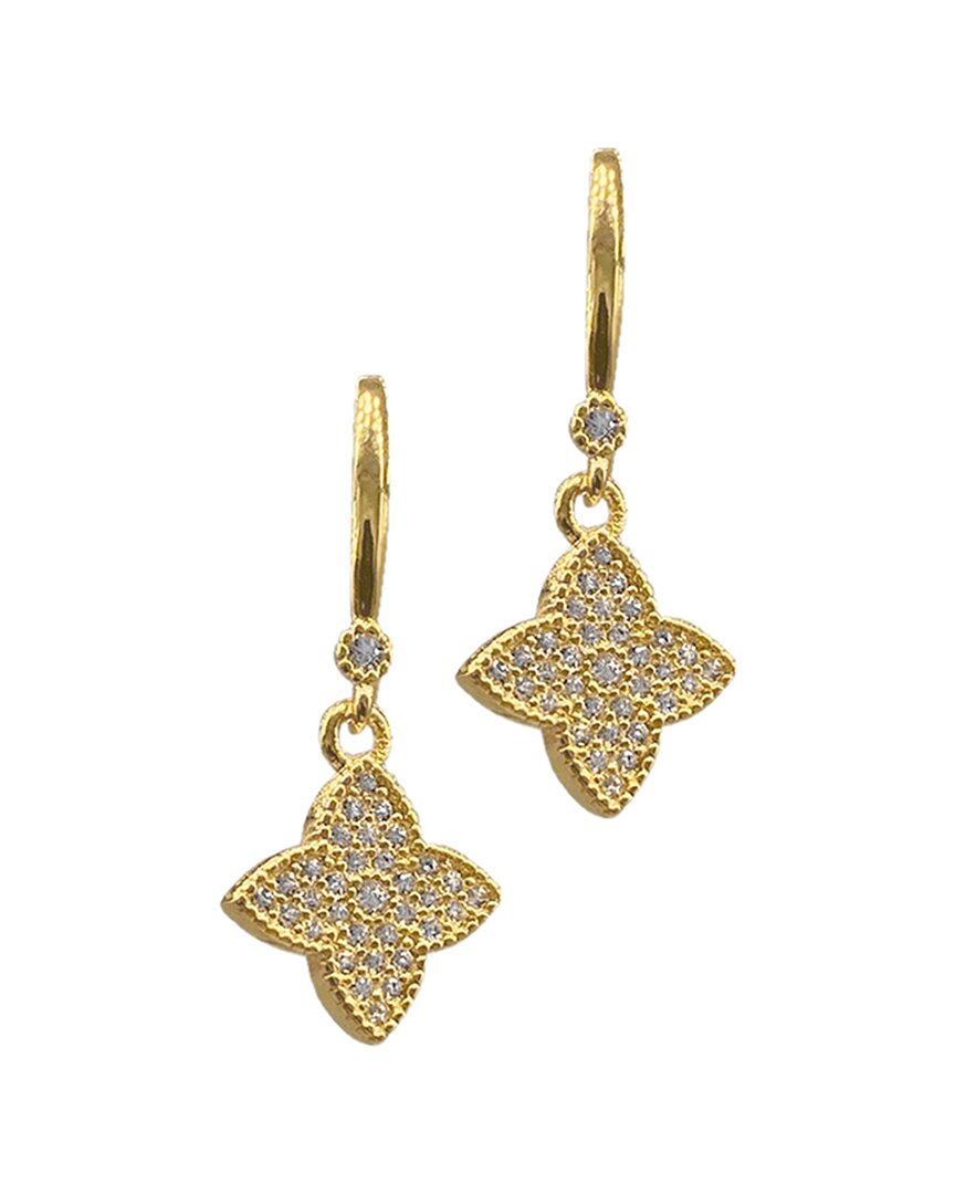 Adornia 14k Plated Crystal Clover Drop Earrings