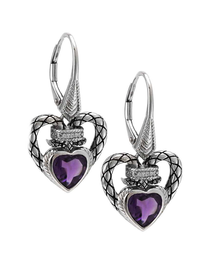 Andrea Candela Amante Silver 2.32 Ct. Tw. Diamond & Amethyst Earrings