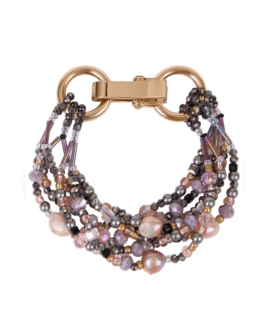 Saachi Amethyst Beaded Layered Pearl Bracelet