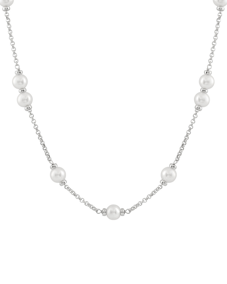 Splendid Pearls Rhodium Plated Silver 8.5-9mm Pearl Necklace