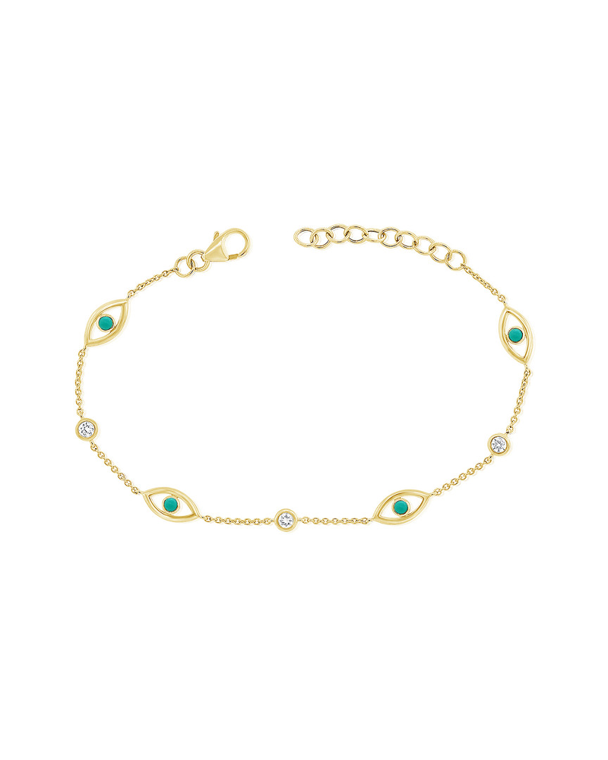 Sabrina Designs 14k 0.45 Ct. Tw. Diamond & Turquoise Evil Eye Bracelet In Gold