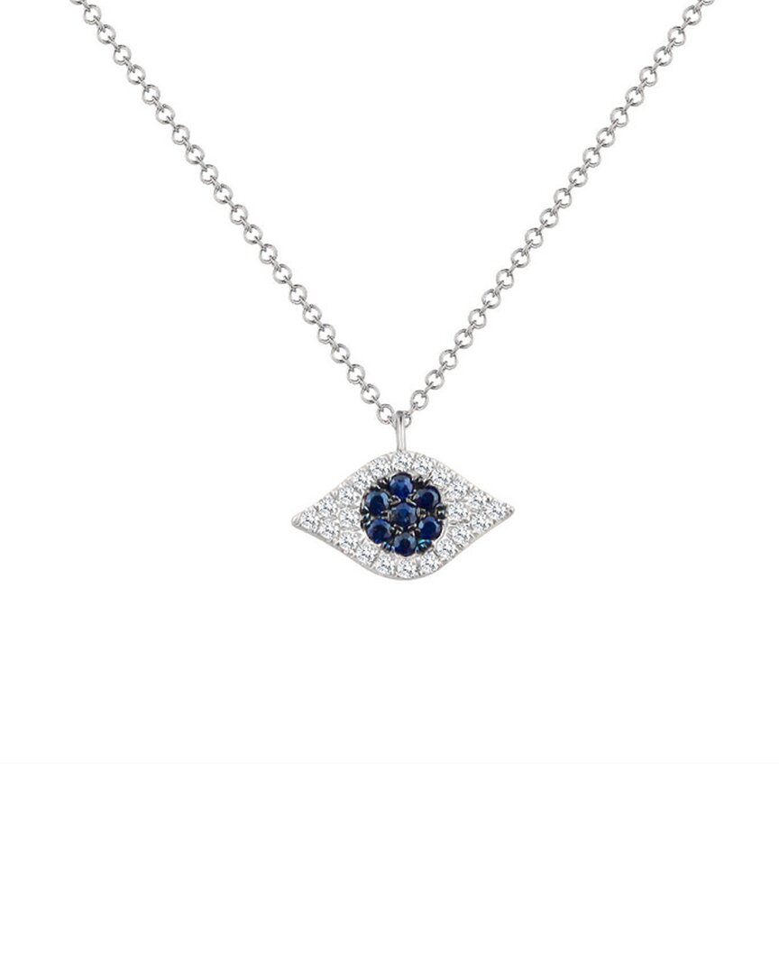 Sabrina Designs 14k 0.19 Ct. Tw. Diamond & Sapphire Evil Eye Necklace