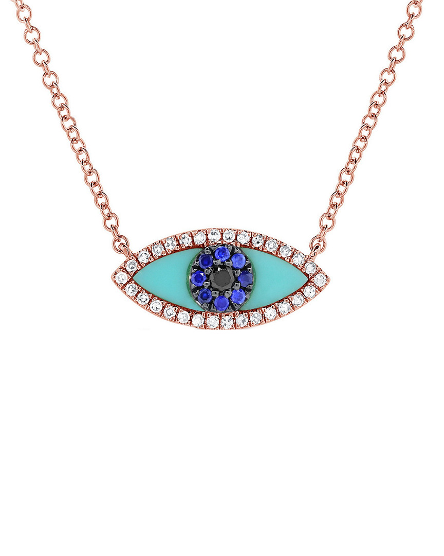 Shop Sabrina Designs 14k Rose Gold 0.23 Ct. Tw. Diamond & Gemstone Evil Eye Necklace