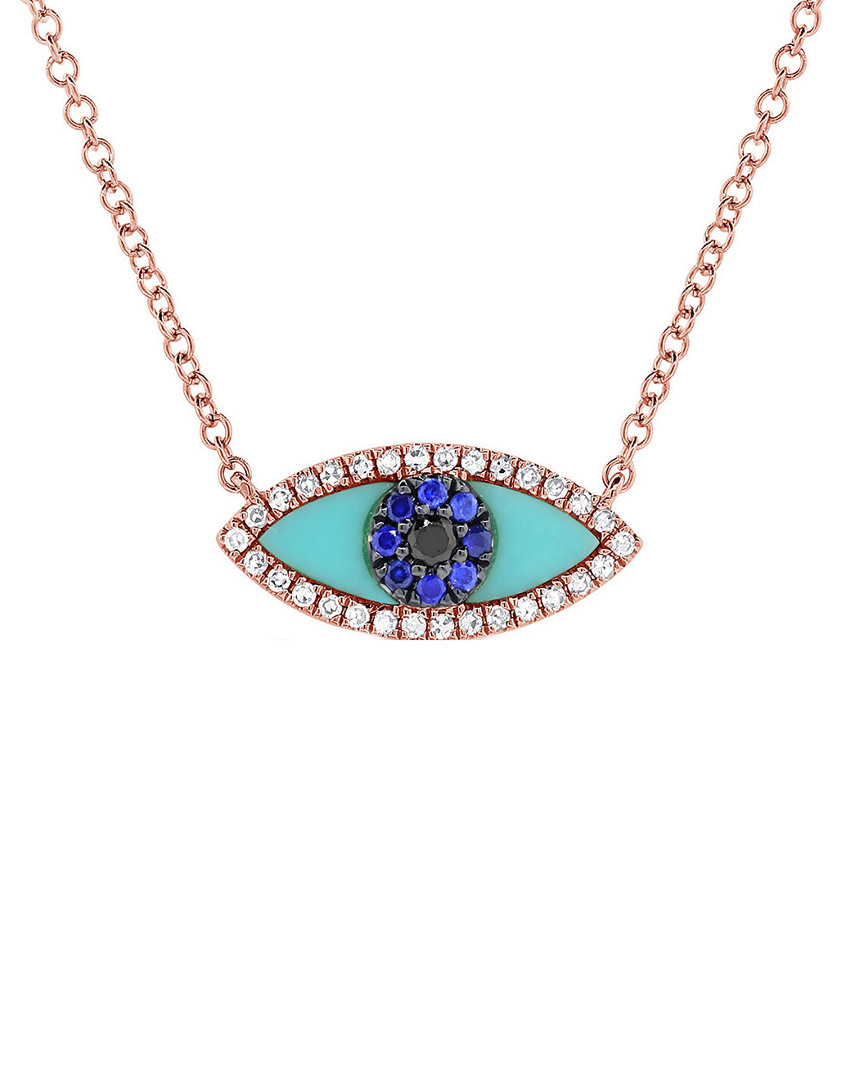 Sabrina Designs 14k Gold & Diamond Turquoise Evil Eye Necklace In Multi