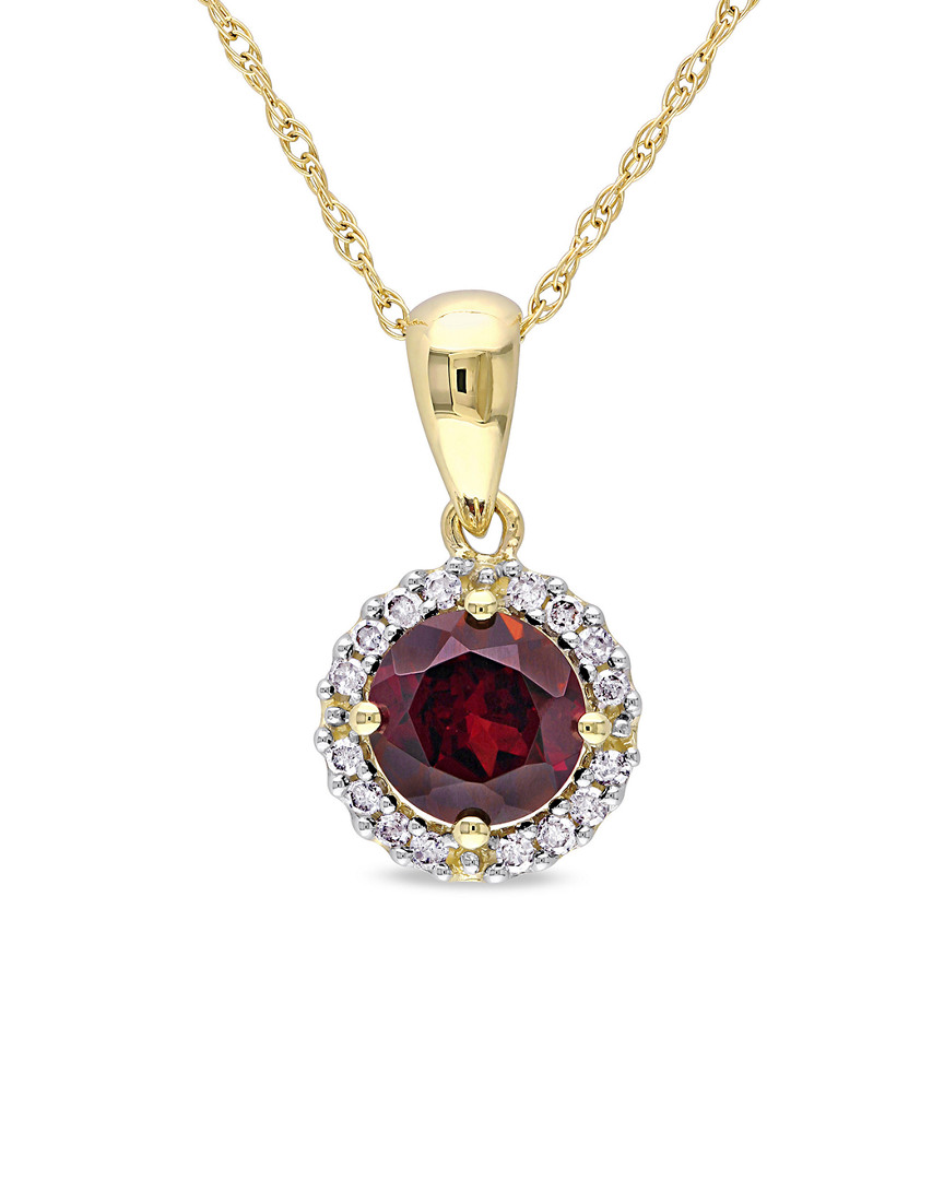 Rina Limor 10k 1.08 Ct. Tw. Diamond & Garnet Pendant Necklace