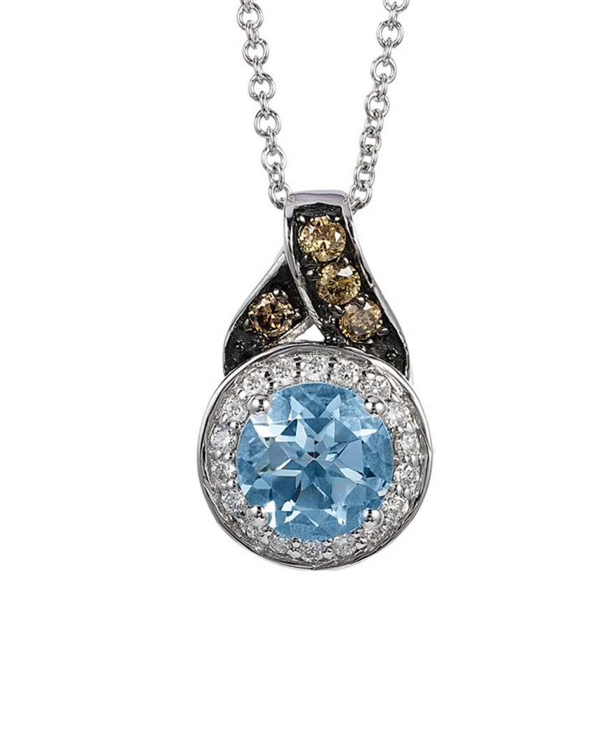Le Vian ® 14k 0.81 Ct. Tw. Diamond & Aquamarine Necklace In Silver