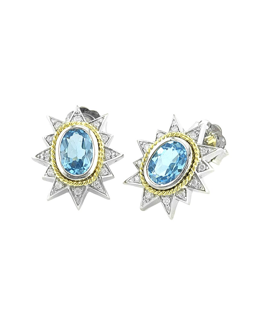 Shop Andrea Candela Estrella Fugaz 18k & Silver 2.07 Ct. Tw. Diamond & Blue Topaz Earrings