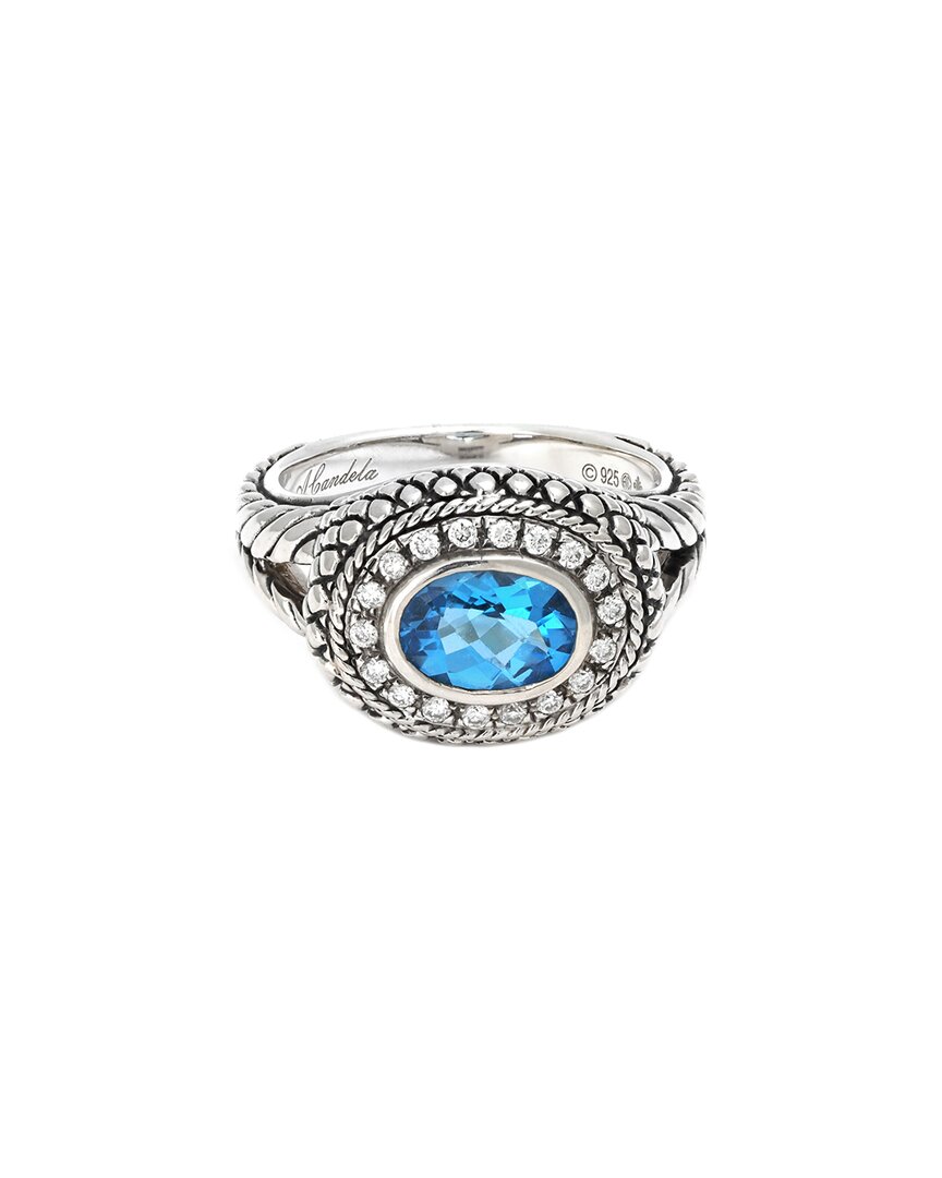 Shop Andrea Candela Pavo Real Silver 0.18 Ct. Tw. Diamond & Blue Topaz Ring