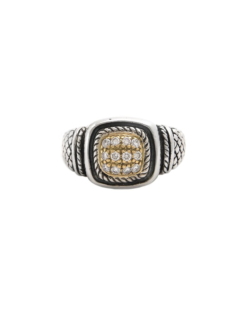 Andrea Candela Lazo 18k & Silver 0.18 Ct. Tw. Diamond Ring In Metallic