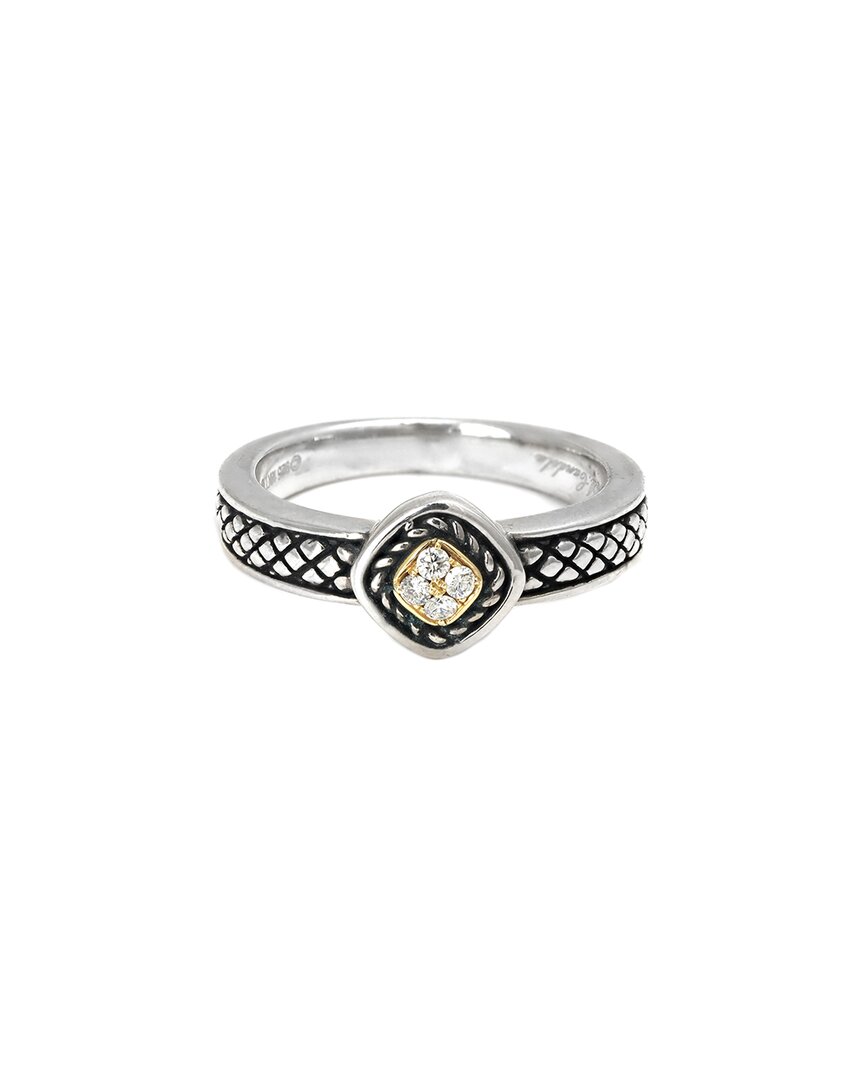 Andrea Candela Diamante 18k & Silver 0.06 Ct. Tw. Diamond Ring In Metallic