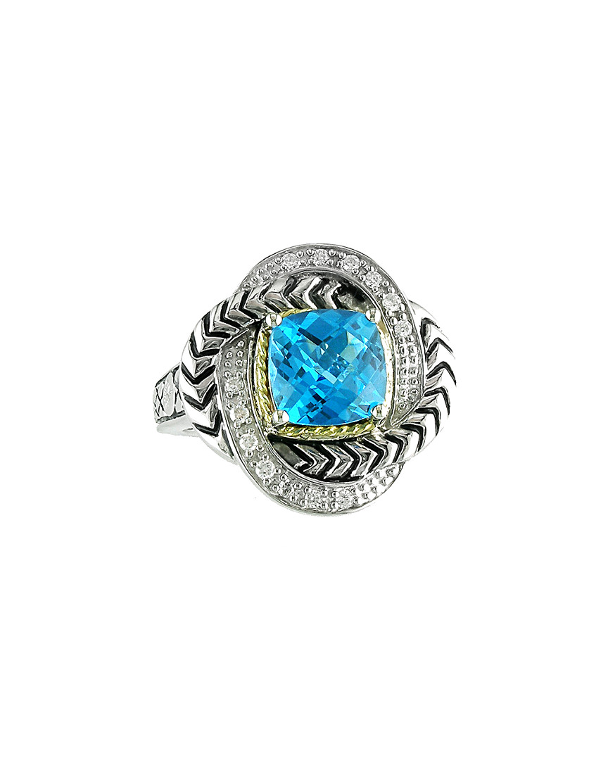 Andrea Candela Mini Alhambra 18k & Silver 2.57 Ct. Tw. Diamond & Blue Topaz Ring