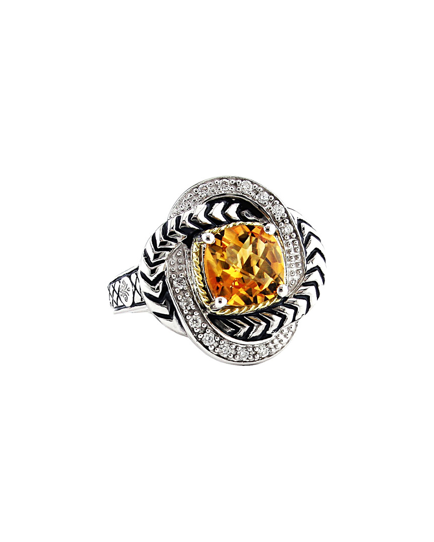 Andrea Candela Mini Alhambra 18k & Silver 2.00 Ct. Tw. Diamond & Citrine Ring