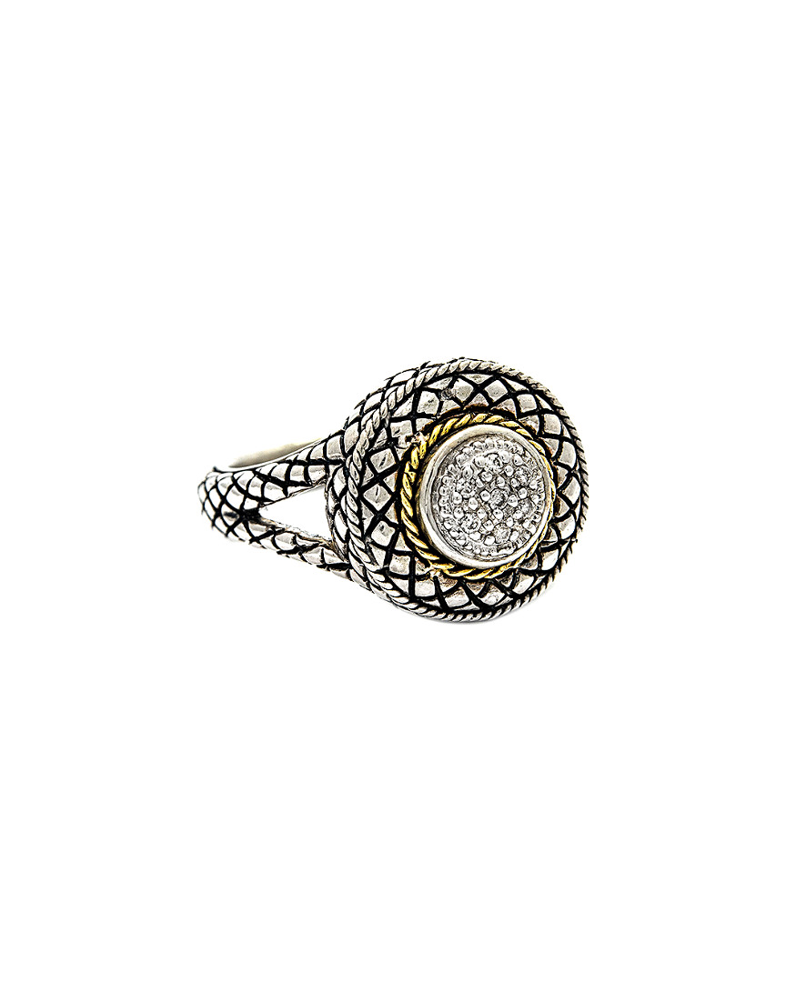Andrea Candela Diamante 18k & Silver 0.07 Ct. Tw. Diamond Ring In Metallic