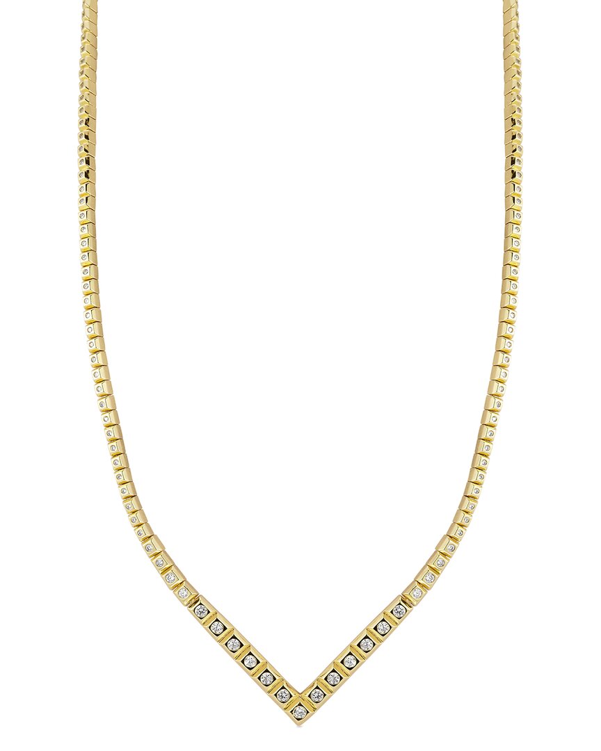 Chloe & Madison Chloe And Madison Jewelry 18k Plated Cz Statement V Tennis Necklace