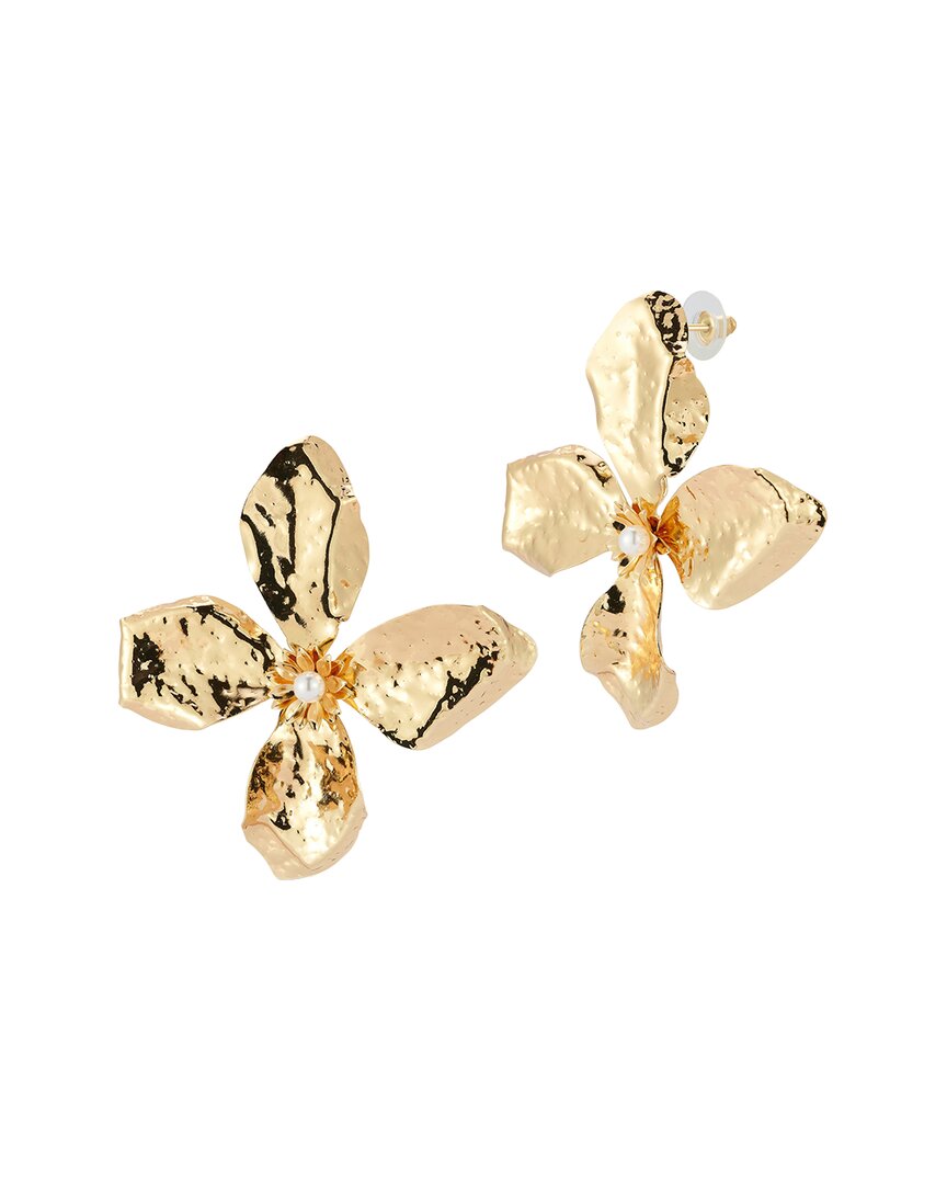 Sphera Milano Faux Pearl Flower Drop Earrings