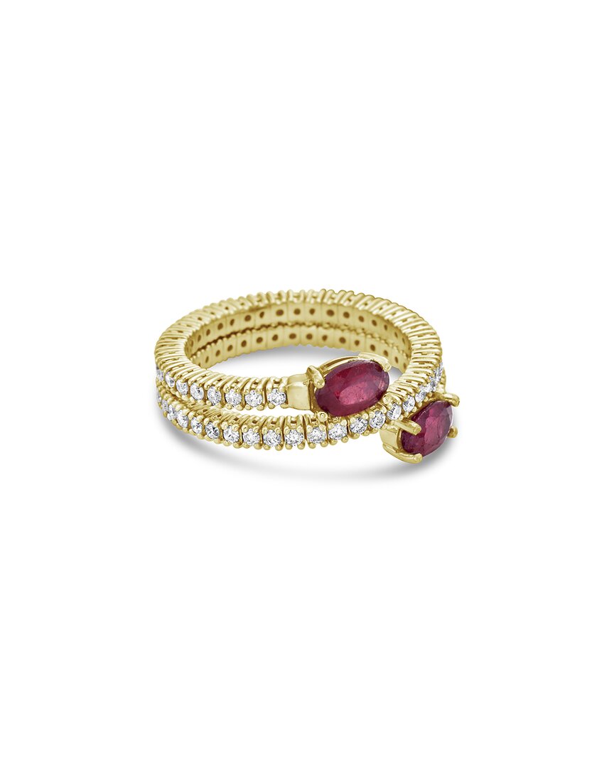 Forever Creations Usa Inc. Forever Creations 14k 2.40 Ct. Tw. Diamond & Ruby Flexible Wrap Ring