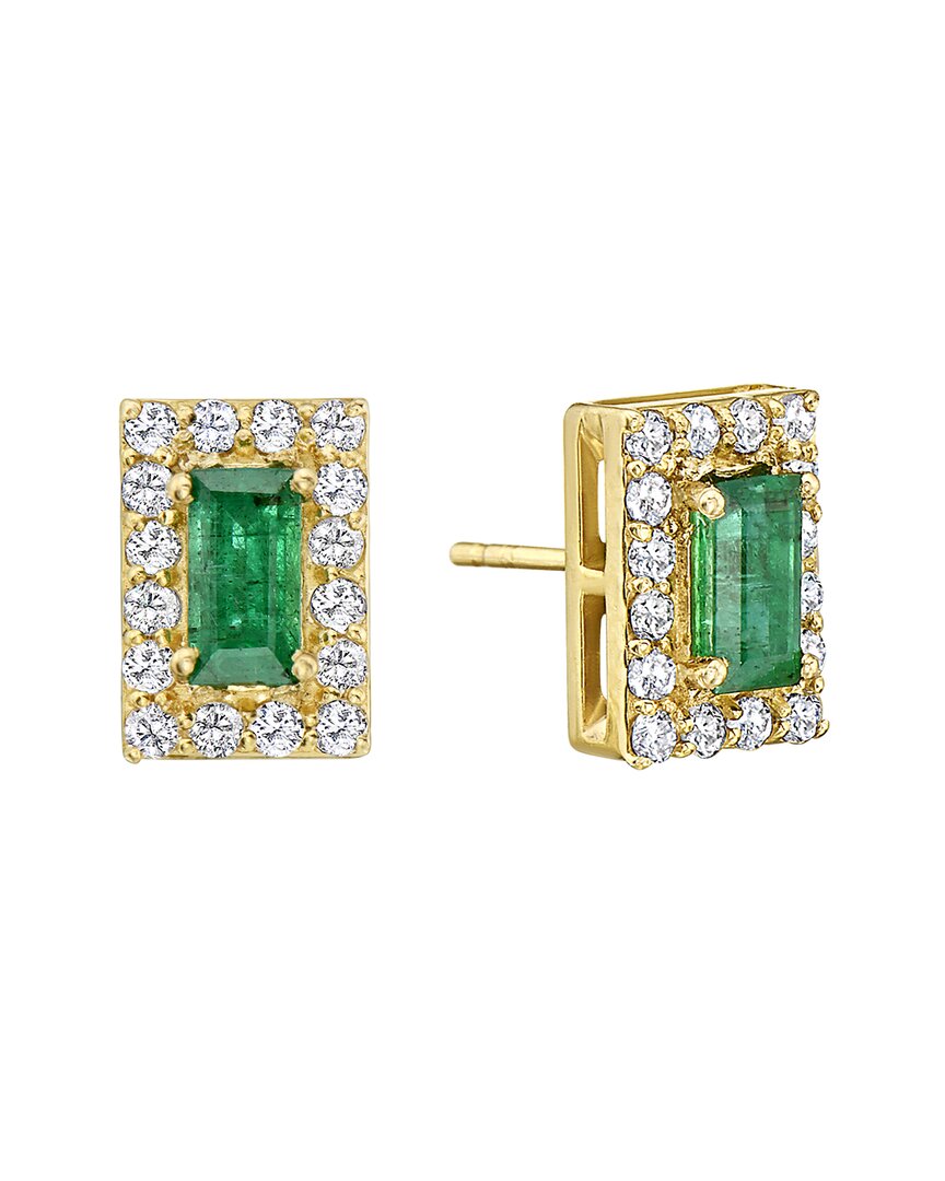 Forever Creations Usa Inc. Forever Creations 14k 3.06 Ct. Tw. Diamond & Emerald Earrings In Gold
