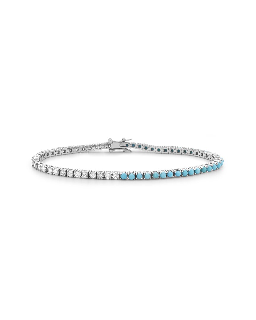 Forever Creations Usa Inc. Forever Creations 14k 3.80 Ct. Tw. Diamond & Turquoise Tennis Bracelet