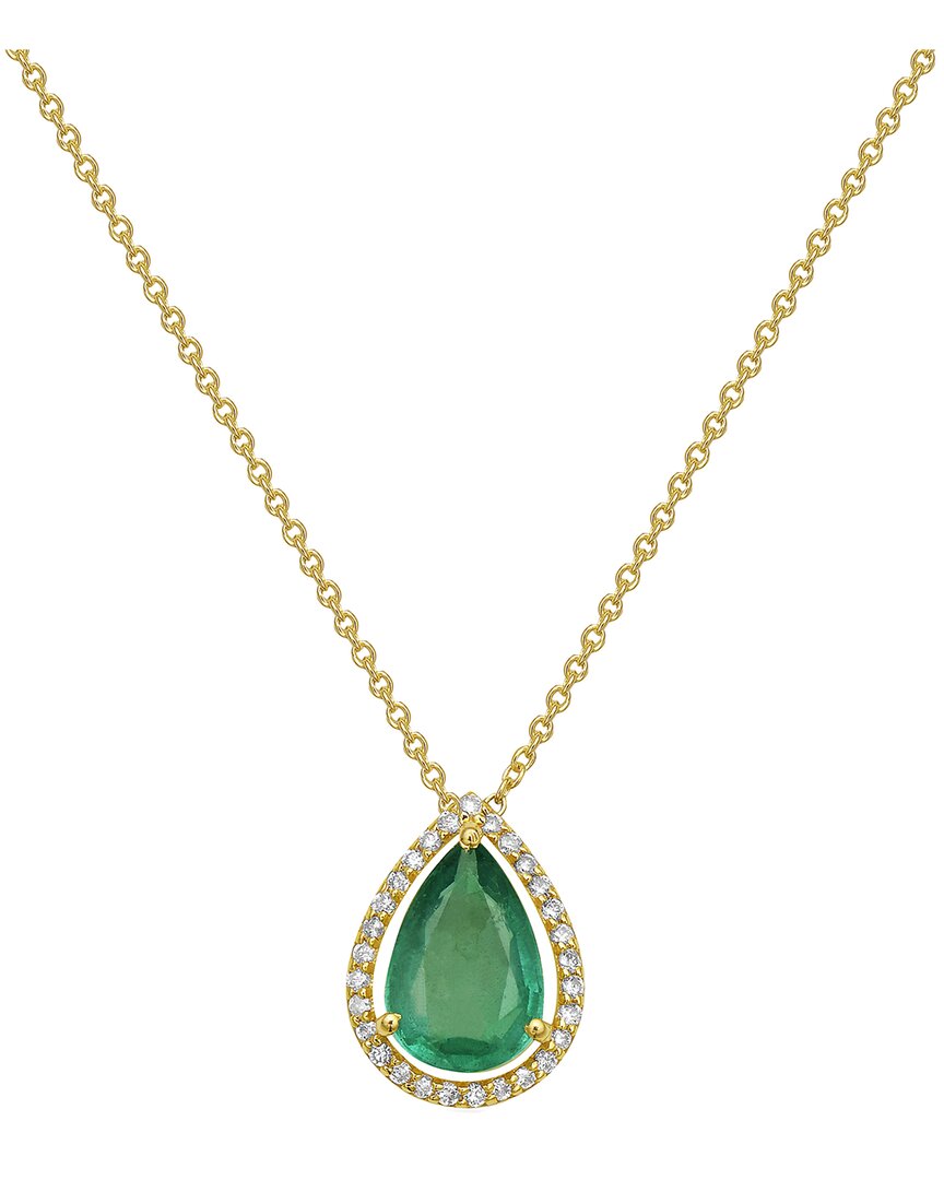 Shop Forever Creations Usa Inc. Forever Creations 14k 1.15 Ct. Tw. Diamond & Emerald Pendant Necklace