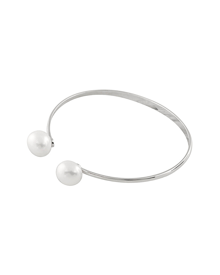 Splendid Pearls Rhodium Plated Silver 10-11mm Freshwater Pearl Bracelet